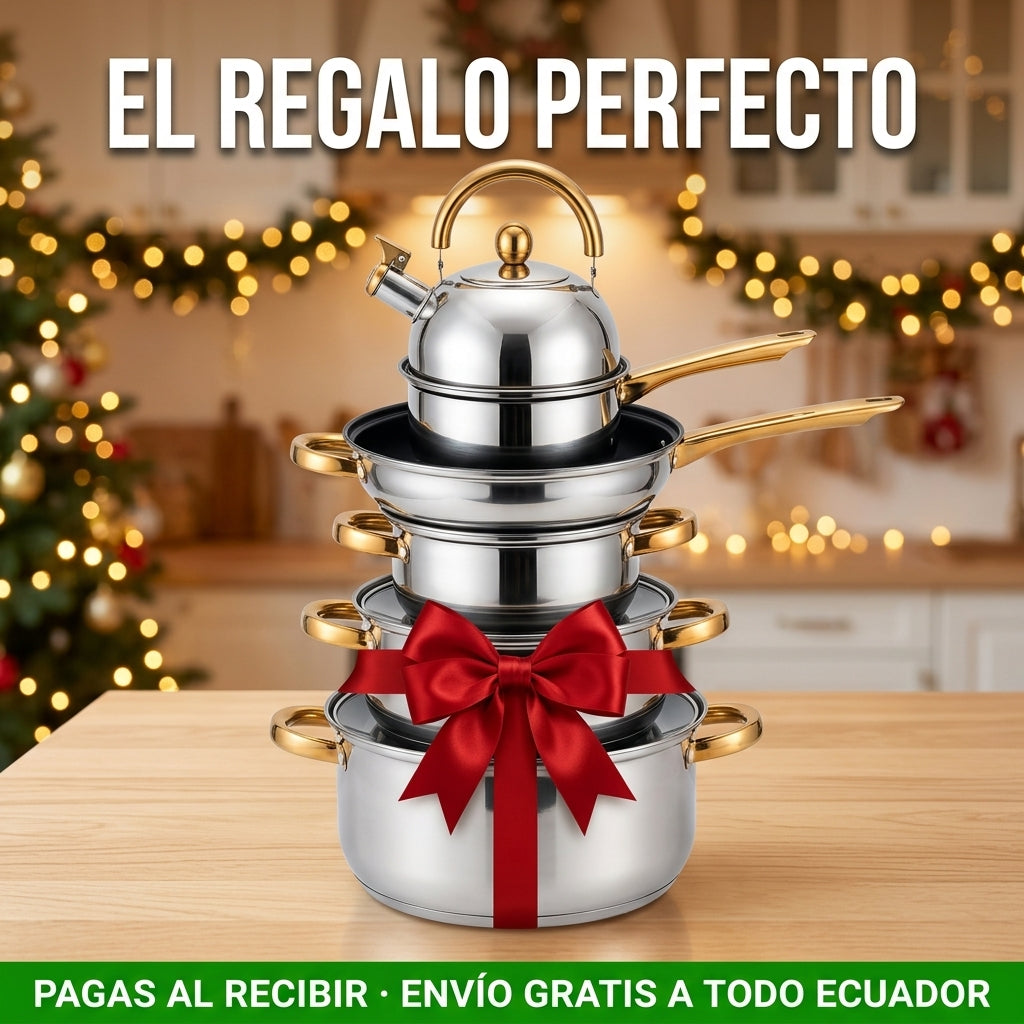 Set Imperial Dorado – 12 Piezas de Acero Inoxidable