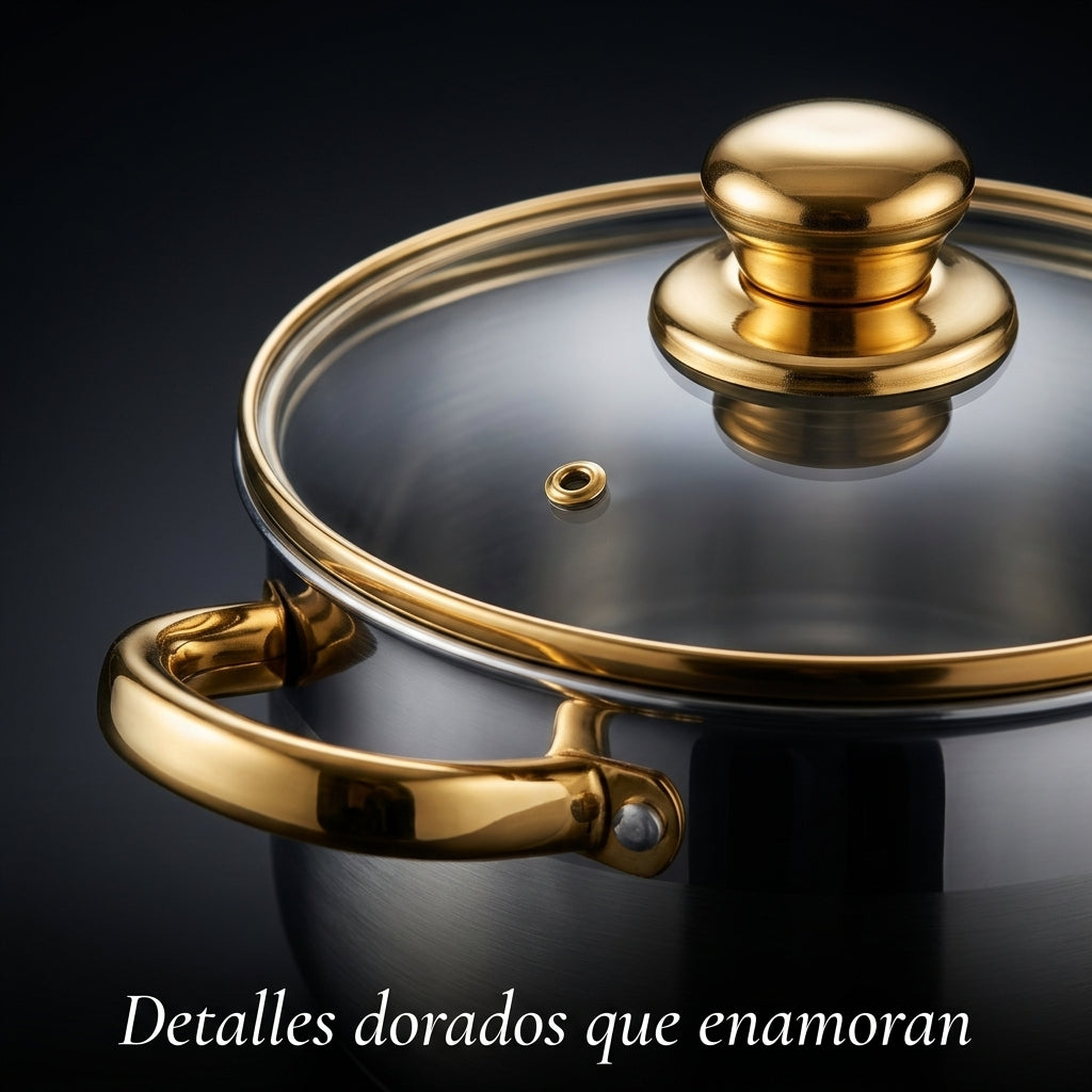Set Imperial Dorado – 12 Piezas de Acero Inoxidable
